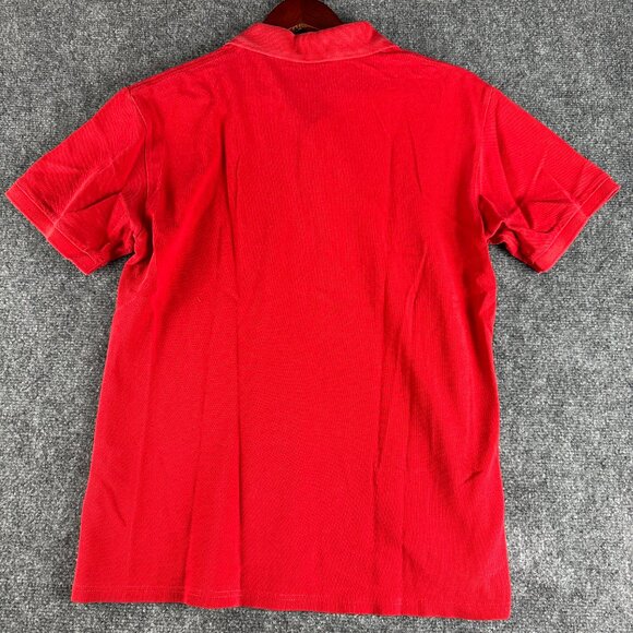 Carhartt Polo Shirt Mens Medium Red Cotton Short Sleeve Split Hem Logo Split Hem - Picture 6 of 9